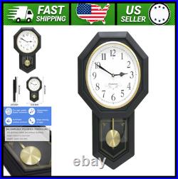 BESTIME Plastic Pendulum Wall Clock, Westminster Chime, Black Frame