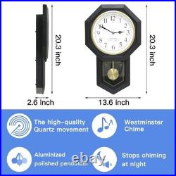 BESTIME Plastic Pendulum Wall Clock, Westminster Chime, Black Frame