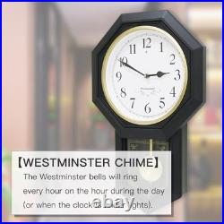 BESTIME Plastic Pendulum Wall Clock, Westminster Chime, Black Frame BESTIME Plastic Pendulum Wall Clock, Westminster Chime, Black Frame