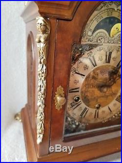 BIG Warmink Clock Westminster Quarter Chime 8 Day Nut Wood Case Moonphase 38cms