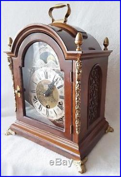 BIG Warmink Clock Westminster Quarter Chime 8 Day Nut Wood Case Moonphase 38cms