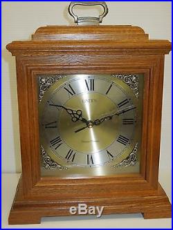 BRACKET MANTEL CLOCK BY LINDEN IN OAK WITH WESTMINSTER AND WHITTINGTON CHIMES