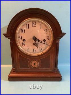 BULOVA 8 Day 2J WESTMINSTER CHIME BARISTER MAHOGANY CLOCK. WORKS