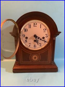 BULOVA 8 Day 2J WESTMINSTER CHIME BARISTER MAHOGANY CLOCK. WORKS