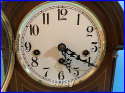 BULOVA 8 Day 2J WESTMINSTER CHIME BARISTER MAHOGANY CLOCK. WORKS