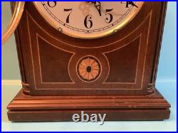 BULOVA 8 Day 2J WESTMINSTER CHIME BARISTER MAHOGANY CLOCK. WORKS