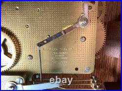 BULOVA 8 Day 2J WESTMINSTER CHIME BARISTER MAHOGANY CLOCK. WORKS