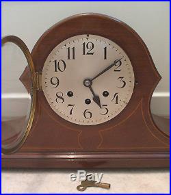 Badische Uhrenfabrik German Mahogony Inlaid Westminster Chimes Mantle Clock GWO