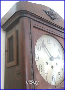 Badische Uhrenfabrik Oak Case Westminster Chimes Wall Clock GWO 33H 13W 6D