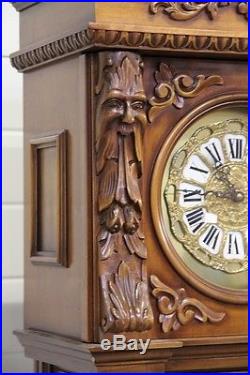 Baroque Style Italian Clock with Large Carved Figures Westminster Chimes 1960s