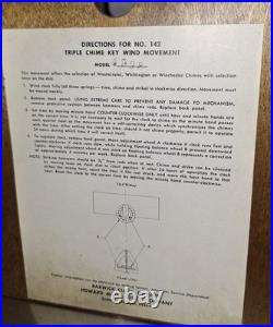 Barwick U. S. A Triple Westminster Chime 8 Day Bracket Clock Working Howard Miller