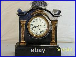 Beautiful Antique New Haven Cast Iron Case Table Mantle Clock