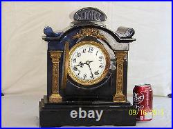 Beautiful Antique New Haven Cast Iron Case Table Mantle Clock