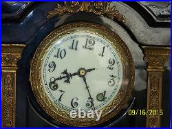 Beautiful Antique New Haven Cast Iron Case Table Mantle Clock