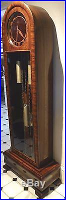 Beautiful Art Deco Tall Case Grandfather Clock. Mahogany Case. Westminster Chime