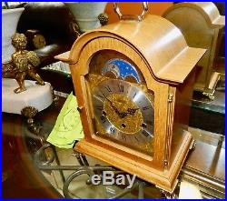 Beautiful F. HERMLE Key-wound MOOPHASE WESTMINSTER Chime Mantel CLOCK