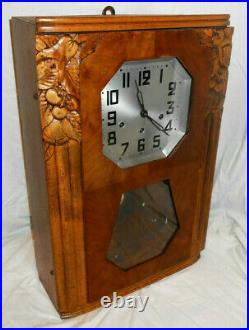 Beautiful Vintage Romanet Morbier Westminster Chime Wind French Wall Clock Rare