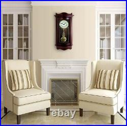 Bedford 25 Weathered Chocolate Cherry Wood Finish Wall Clock w Pendulum Chimes