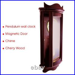 Bedford 25 Weathered Chocolate Cherry Wood Finish Wall Clock w Pendulum Chimes