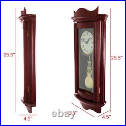 Bedford 25 Weathered Chocolate Cherry Wood Finish Wall Clock w Pendulum Chimes
