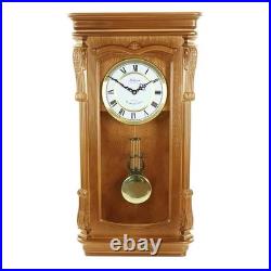 Bedford 26 Golden Oak Wood Finish Wall Clock w Swinging Pendulum & 4 Chimes Bedford 26 Golden Oak Wood Finish Wall Clock w Swinging Pendulum & 4 Chimes