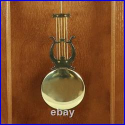 Bedford 26 Golden Oak Wood Finish Wall Clock w Swinging Pendulum & 4 Chimes