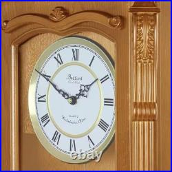 Bedford 26 Golden Oak Wood Finish Wall Clock w Swinging Pendulum & 4 Chimes