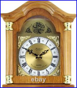 Bedford 26 Wall Clock in Golden Oak Wood Finish w 4 Chimes & Swinging Pendulum
