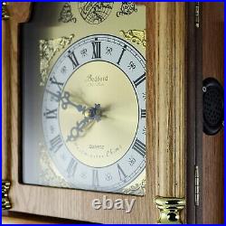 Bedford 26 Wall Clock in Golden Oak Wood Finish w 4 Chimes & Swinging Pendulum