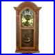 Bedford 29 Honey Oak Wood Wall Clock w Chimes Swinging Pendulum & Gold Accents