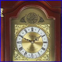Bedford 33 Inch Hourly Chiming Pendulum Wall Clock in Antique Cherry Oak Finish