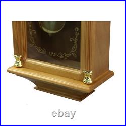 Bedford 34.5 Wall Clock Antique Harvest Oak Wood Finish w Pendulum & 4 Chimes