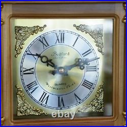 Bedford 34.5 Wall Clock Antique Harvest Oak Wood Finish w Pendulum & 4 Chimes