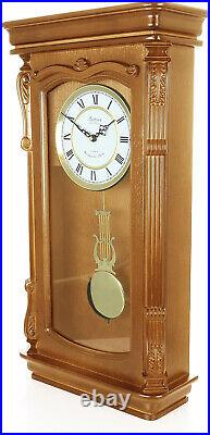 Bedford Clock 26 Golden Oak Hourly Chiming Pendulum Grandfather Wall Clock