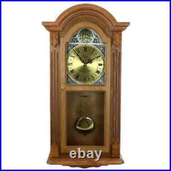 Bedford Clock 29 Honey Oak Hourly Chiming Pendulum Grandfather Wall Clock