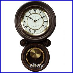 Bedford Clock Collection 16.5 Inch Contemporary Round Wall Clock with Pendulum