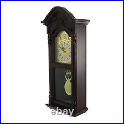 Bedford Clock Collection 25.5 Inch Antique Mahogany Cherry Oak Chiming Wall