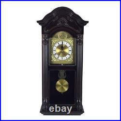Bedford Clock Collection 25.5 Inch Antique Mahogany Cherry Oak Chiming Wall Cloc