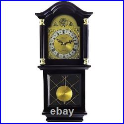 Bedford Clock Collection 26 Inch Chiming Pendulum Wall Clock in Antique Mahogany