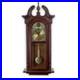Bedford Clock Collection 38 Inch Chiming Pendulum Wall Clock in Cherry Oak Finis