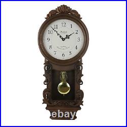 Bedford Clock Collection Chestnut Chiming Pendulum Wall Clock