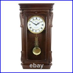 Bedford Clock Collection Chestnut Chiming Pendulum Wall Clock