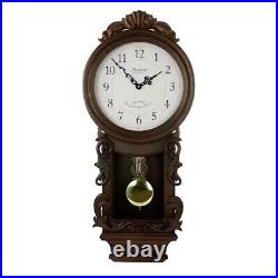 Bedford Clock Collection Chestnut Chiming Pendulum Wall Clock