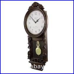 Bedford Clock Collection Chestnut Chiming Pendulum Wall Clock