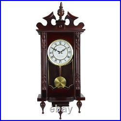 Bedford Clock Collection Classic 31 Inch Chiming Pendulum Wall Clock in Cherry