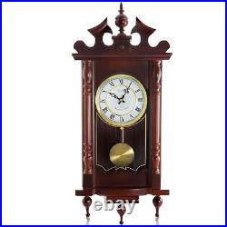 Bedford Clock Collection Classic 31 Inch Chiming Pendulum Wall Clock in Cherry