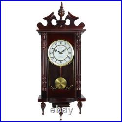 Bedford Clock Collection Classic 31 Inch Chiming Pendulum Wall Clock in Cherry O