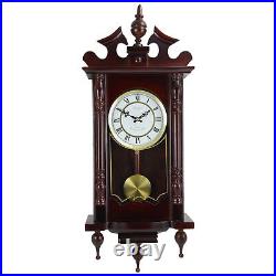 Bedford Clock Collection Classic 31 Inch Chiming Pendulum Wall Clock in Cherry O