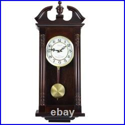 Bedford Clock Collection Classic Chiming Wall Clock Pendulum Cherry Oak 27.5in H