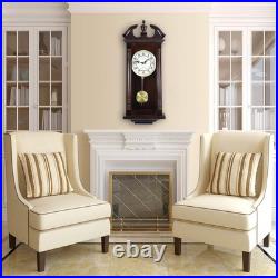 Bedford Clock Collection Classic Chiming Wall Clock Pendulum Cherry Oak 27.5in H